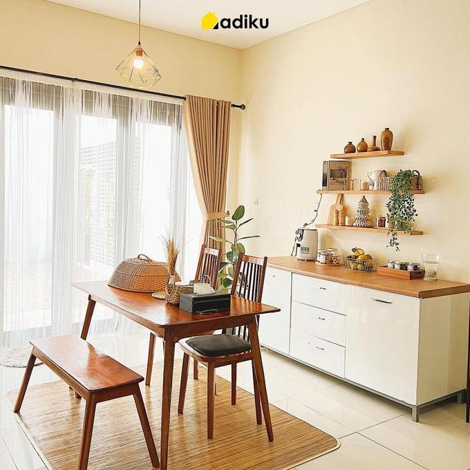 adiku.id Meja Makan Kayu HOKKAIDO Furniture Dining Table 4 Orang JS