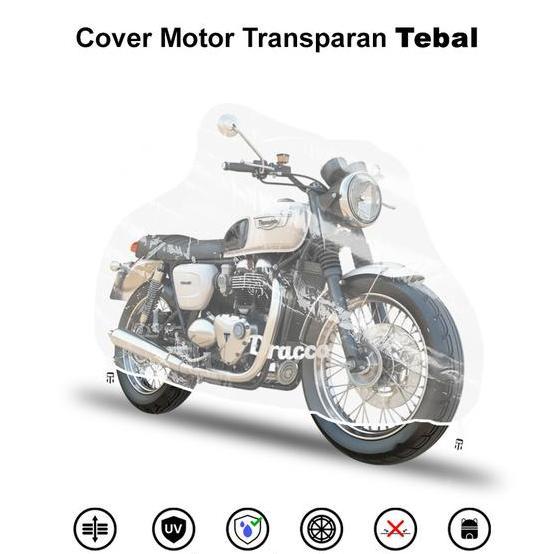 Dracco Cover Motor Triumph Wateroof Tebal Transparan Bening Sarung Motor Triumph