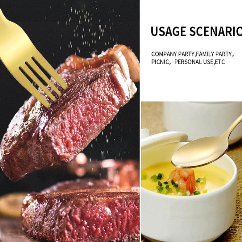 24 Pcs Souvenir Sendok Garpu Makan Korea Travel Cutlery Set Korea Stainless Dengan Gantungan Rack Se