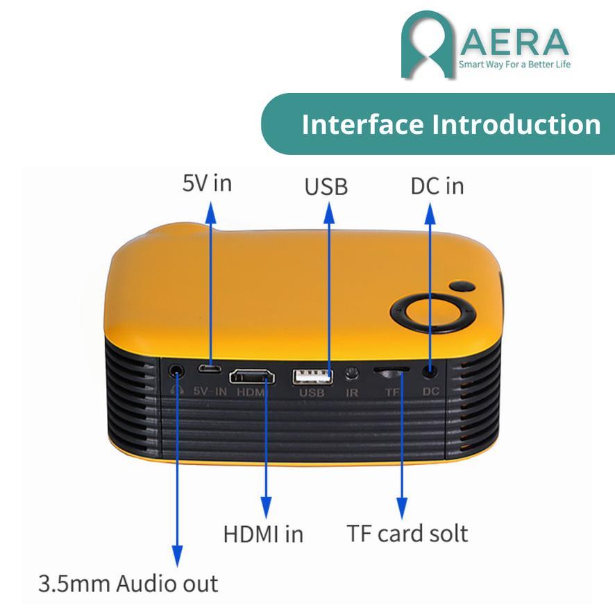 AERA Proyektor A2000 800 lumens | Proyektor Full HD 1080P | Mini LED Projector | Proyektor A2000 Ful