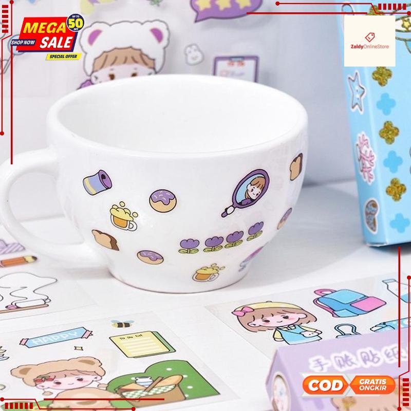 Cuci Gudang // Sticker MOMO Kartun Aesthetic Waterproof 1 Box isi 100 pcs/ Sticker kartun Motif Lucu