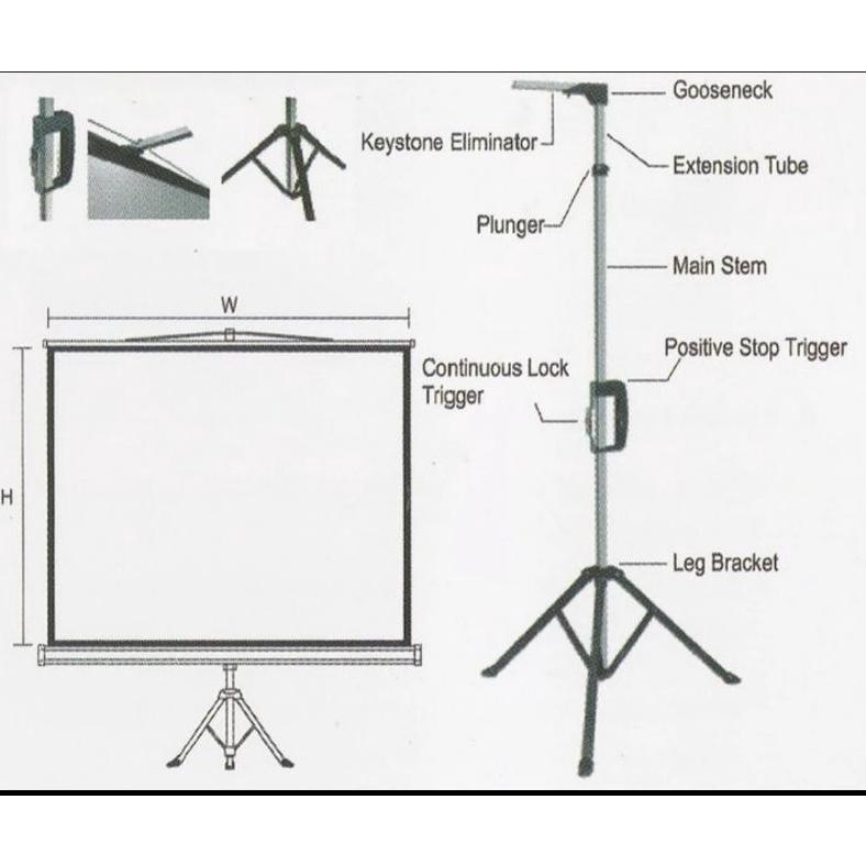Layar Proyektor Tripod 70inch Screen / Screen projector Tripod 70 inc Proyektor