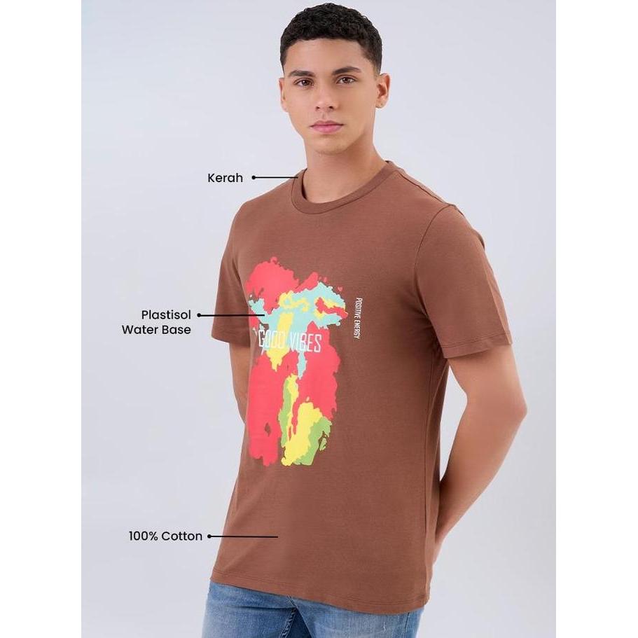MANZONE - Kaos Lengan Pendek Pria Girantina Slim Fit - Terracotta