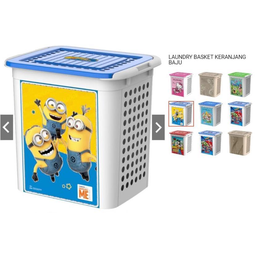 Keranjang Laundry Jumbo Plastik Dengan Tutup Karakter Keranjang Laundry