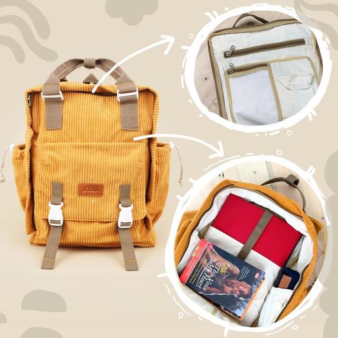 Bogsa Portland Backpack Wanita Pria Corduroy Carrington Casual Laptop 15 Inch