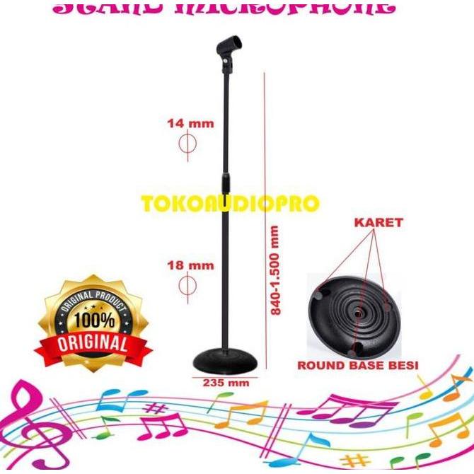 Stand Microphone Lantai / Stand Mic Bulat / Stand mic Besi Original