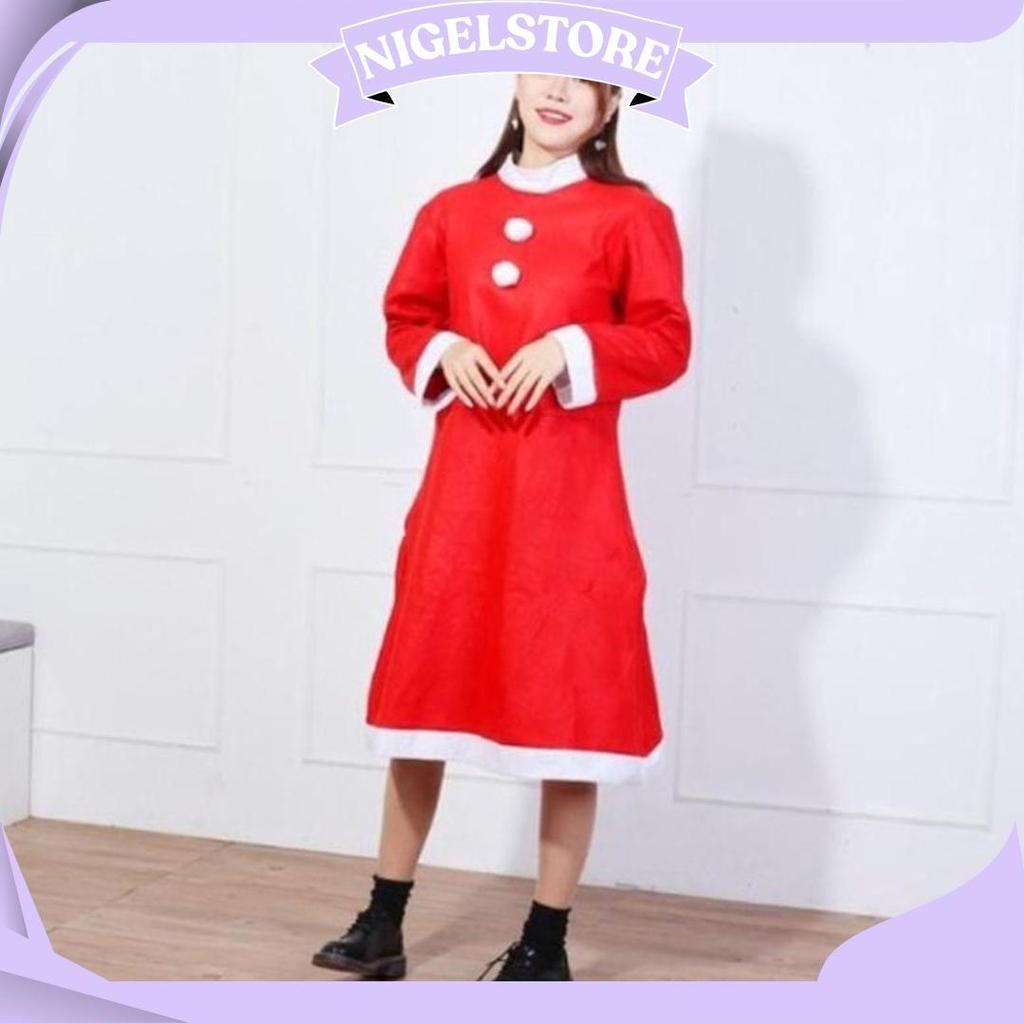 Baju Kostum Cosplay Santa Dress Claus Clause Sinterklas Sinterclass Christmas Dewasa Dress Dres Baju