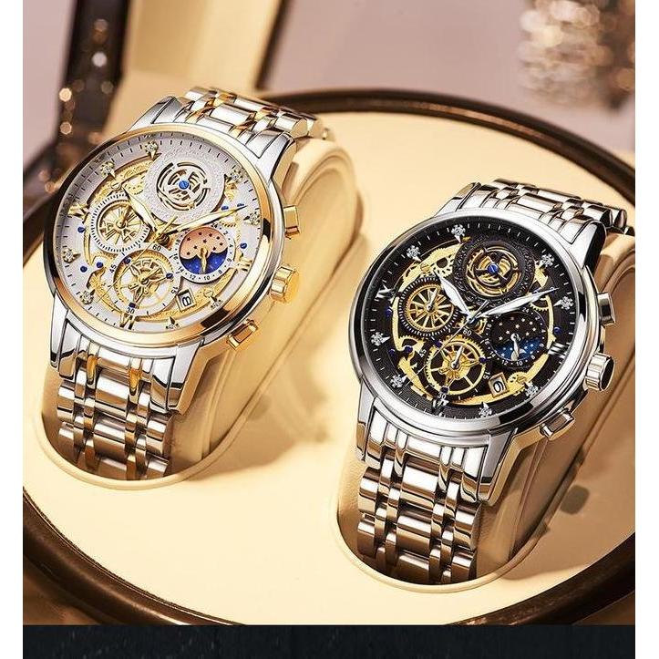 DF388>> Jam Tangan Pria JP 17  Stainless Steel Anti Karat - Jam Tangan Pria Quartz Tahan Air - Luxur