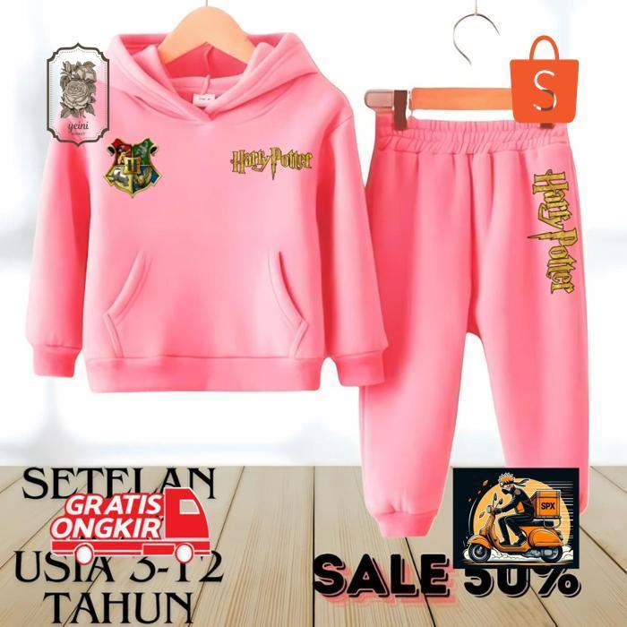 Ok75 qw-45 Setelan hoodie anak laki laki motif print dtf logo hogwart dan harry potter untuk usia 3-