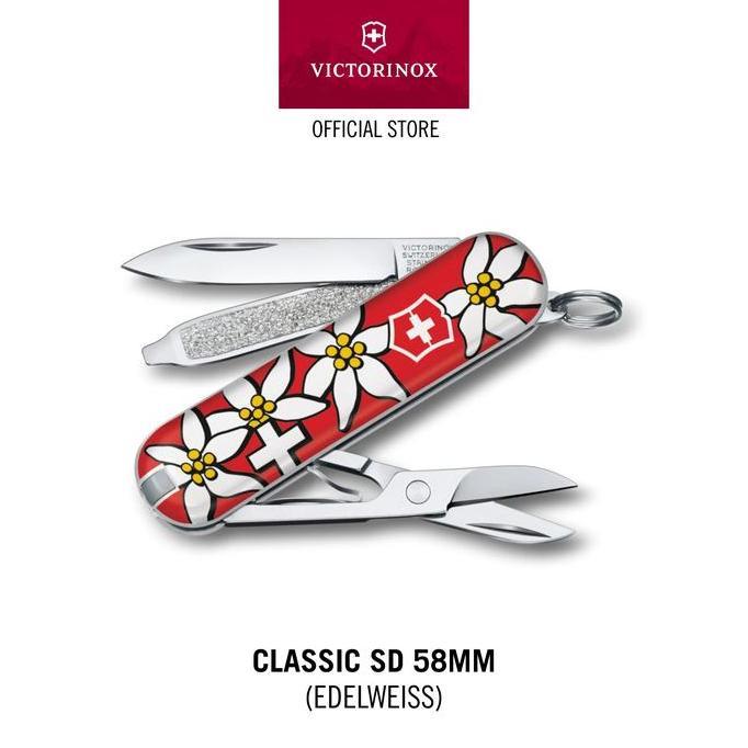 Victorinox Classic Sd, 58 Mm, Edelweiss [Pisau Lipat] Swiss Army Knife