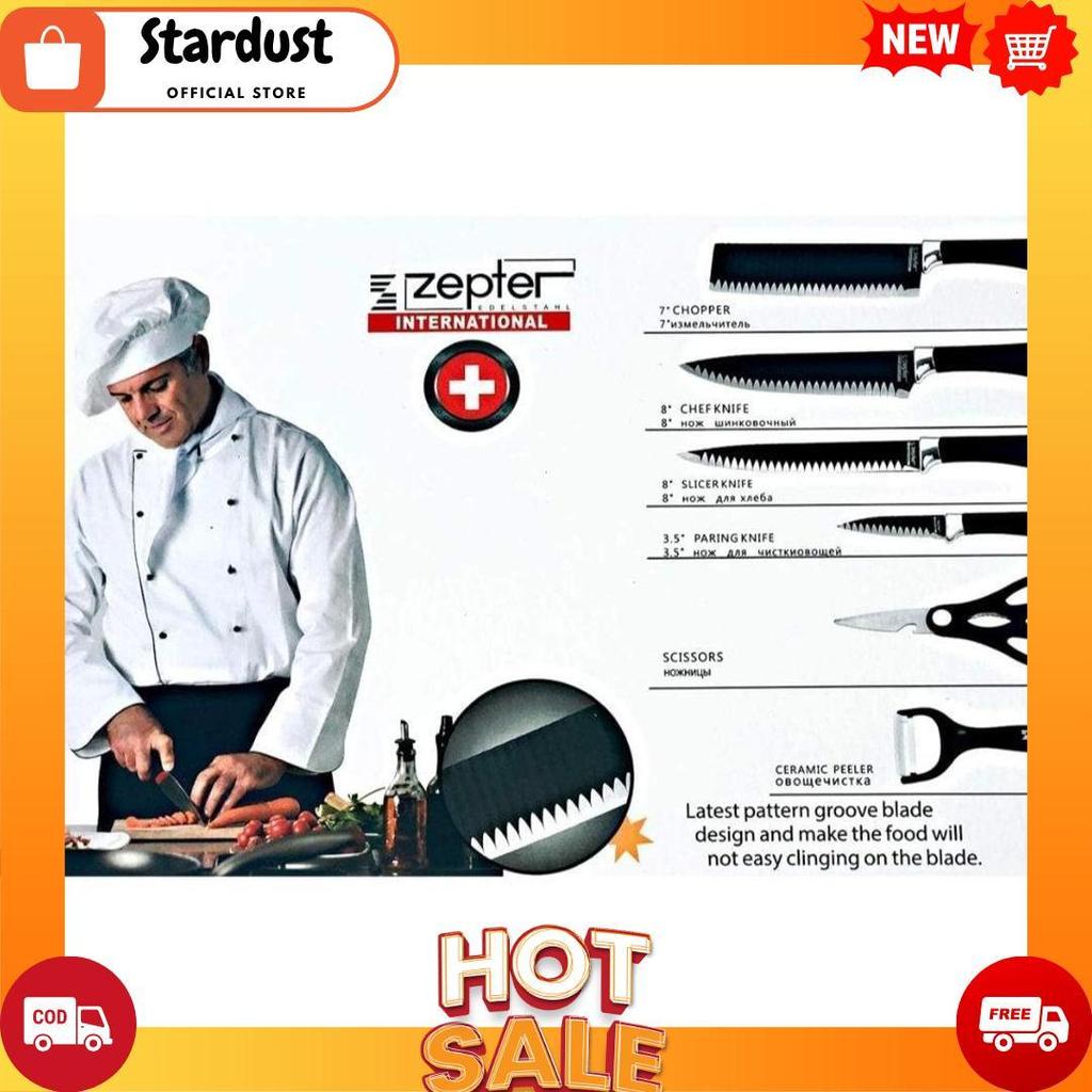 ORIGINAL PISAU SET PISAU DAPUR KNIFE SET 6 IN 1 ANTI KARAT / PISAU DAPUR MULTIFUNGSI [A1][B4]