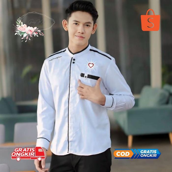 Hot Sale IQR-914 Baju Koko putih Hati bersinar Lengan panjang Koko Psht Koko Hati Bersinar Rrcloth M