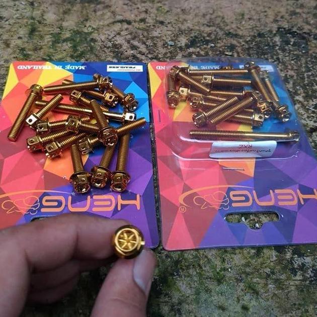Promo Baut Probolt Gold Flower Bak/Blok Mesin Rx King/Rxz Heng Thailand Cod