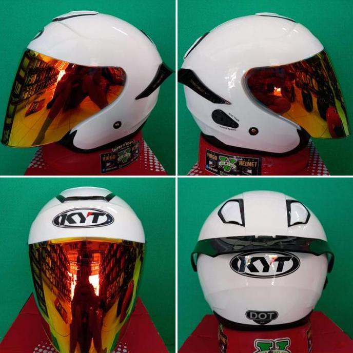 KYT HELM KYOTO SOLID WHITE+VISOR VENOM+SPOILER PAKET GANTENG