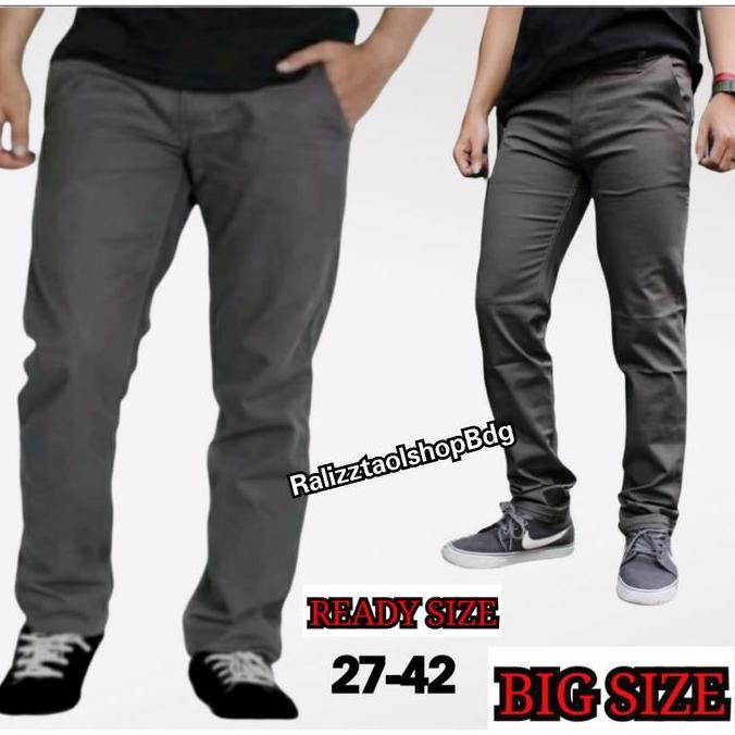 Jumbo!! Chino pria panjang big size grey 27-42/ Chino pria Jumbo 42 Celana Kantor Kerja Katun Casual