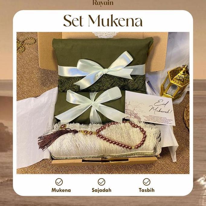 Promo Paket D / Hampers Mukena Dewasa Sajadah Tasbih 33 butir Seserahan 1 Set Gift Box Hadiah kado c