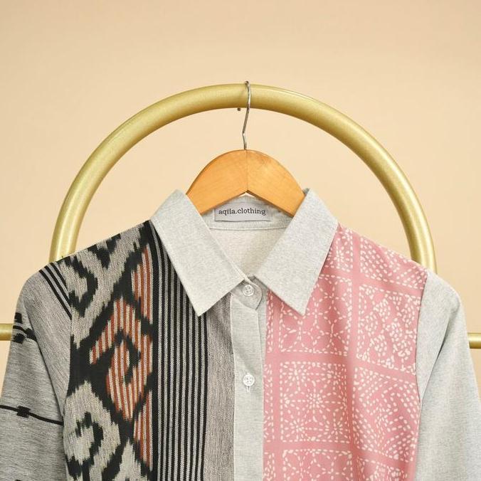 Promo Tunik Tenun dan Batik B1136 Abu COD