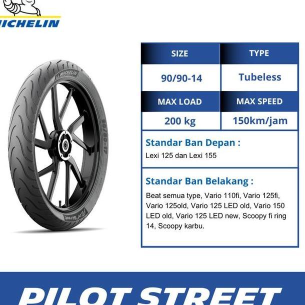 Ban Belakang Motor Mio Michelin Pilot Street 9090 R14 Tubeless