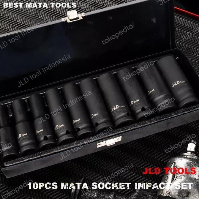 Mata Kunci Sok JLD Impact Panjang 1/2" 8-24MM Impact 10 pcs full set