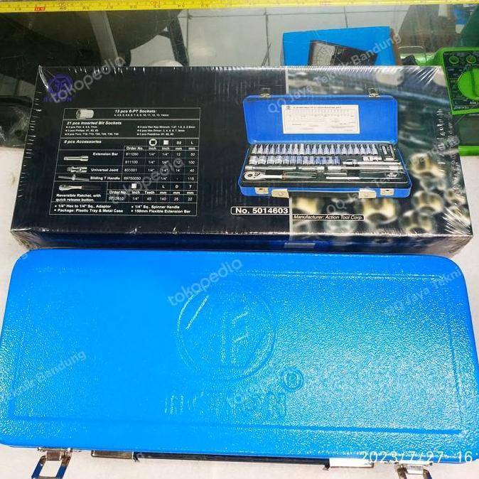 ACTION ( 5014603 )socket set 46 pcs - DR 1/4" kunci sok set