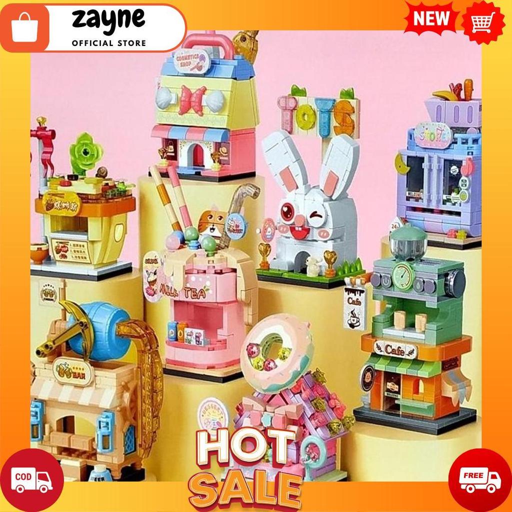 Mainan Anak Perempuan Sembo Block Store Toys Cafe Milk Tea Bar Cosmetic Shop Cod [A4]