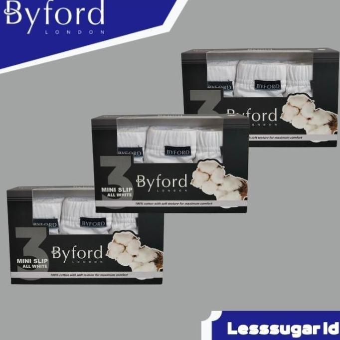 Promo BYFORD Celana Dalam Pria Putih Isi 3 Pcs Bahan Katun COD