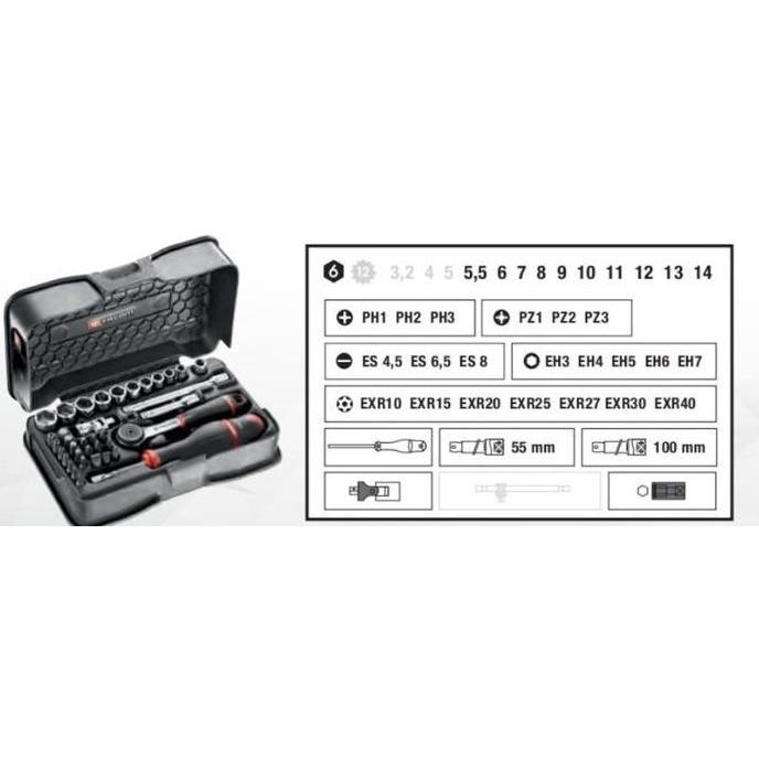 SOCKET SET 1/4SQ 6PT R.161-6P6 FACOM / KUNCI SET FACOM 37 PCS