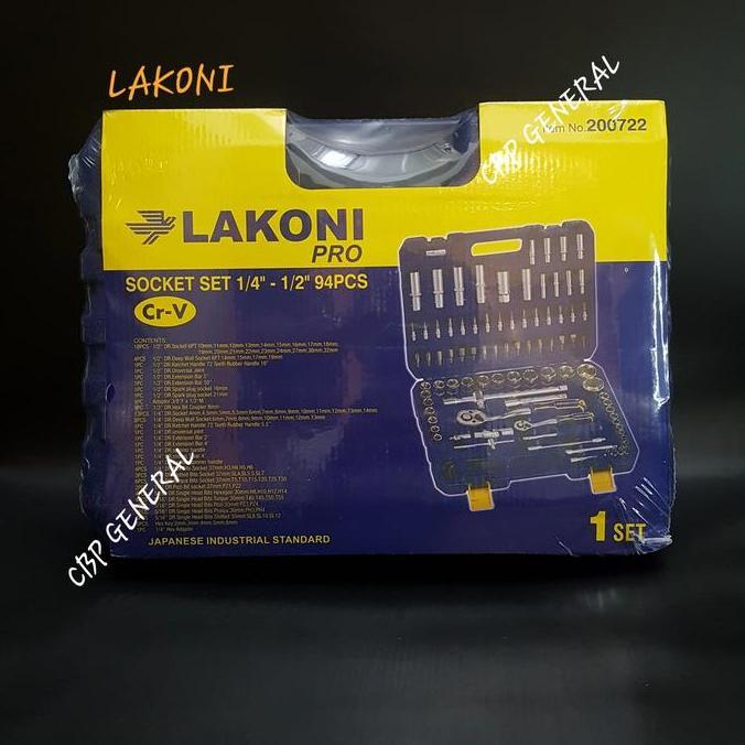 Lakoni Pro Kunci Sock Set 94 Pcs / Socket Wrench 1/4" 94Pcs 1/2" 6 PT