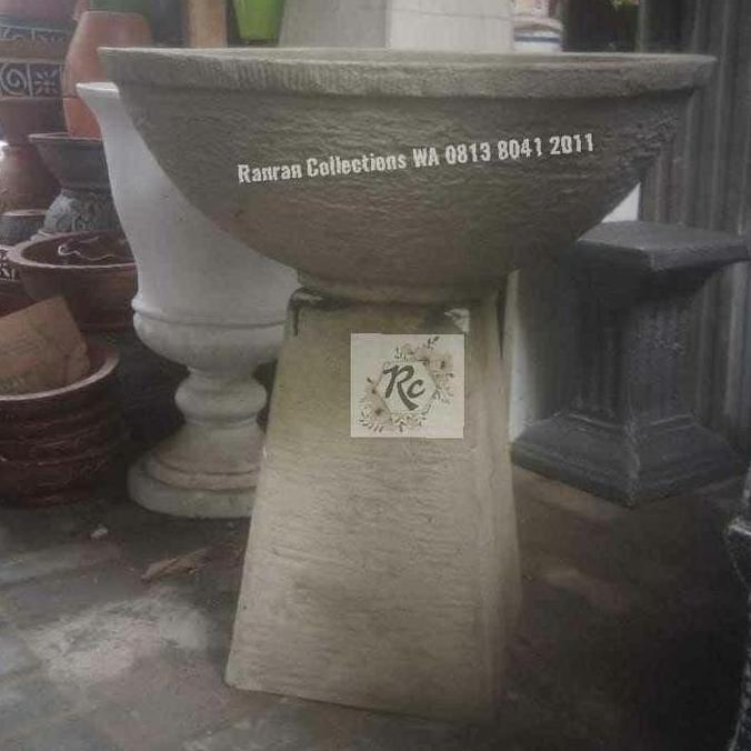 Terlaris Pot Batu Taman Teratai Air Mancur Abu-Abu Fountain Pot Circular 65