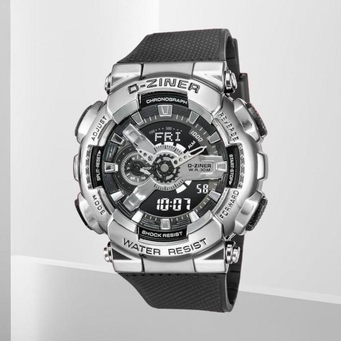 Promo BEST SELLER Jam tangan Pria Original D Ziner 8295 Rainbow Chrono aktif dual time digital analo