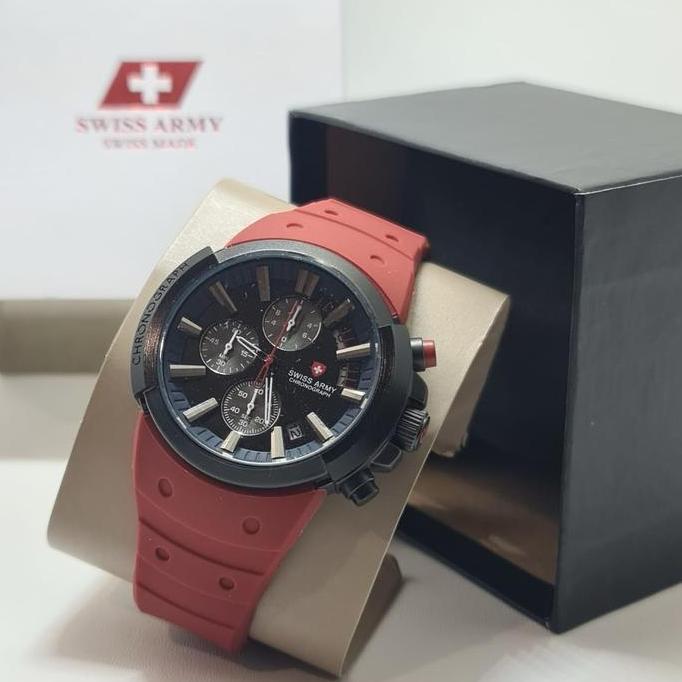 Promo Jam tangan pria Swiss army chrono watches Karet COD