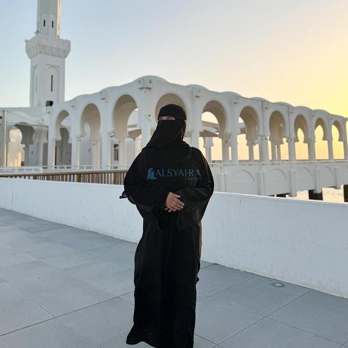 Niqab Poni Style Saudi Sifon Silk Jetblack Alsyahra Exclusive Muslim Cadar Safety Hitam Pekat Peleng