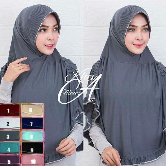 Jilbab Khimar Hanza Hazna Scraft Hijab Hitam Panjang 75-78cm Bahan Jersey Syari Rempel Oversum Kerud