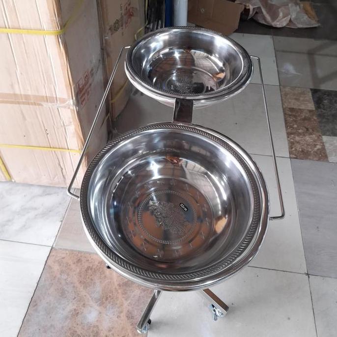 Promo Stand Waskom Double Kaki 1 Stainless - Troli Waskom Double Free Waskom Cod