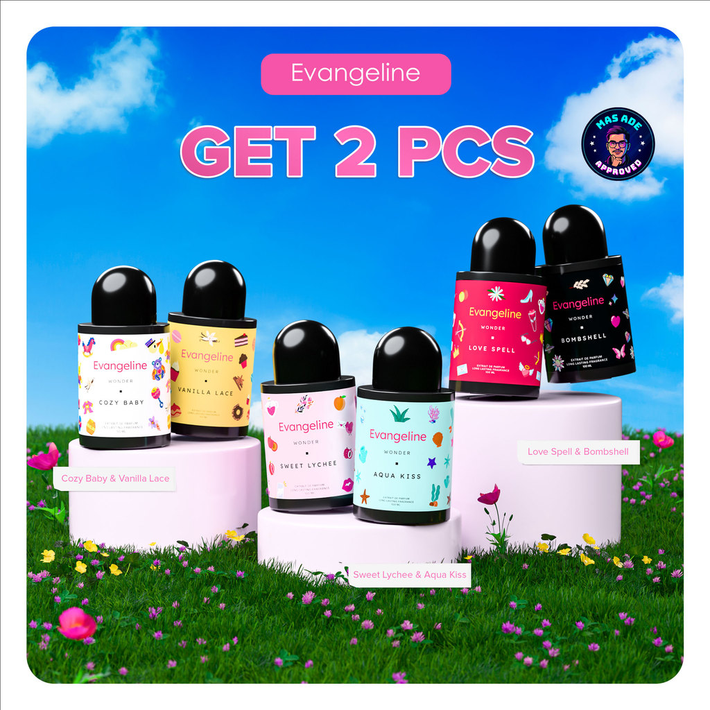 [NEW] Get 2 Pcs - Evangeline Wonder Series - Extrait De Parfum 100 ML BUNDLE | Parfum Wanita - Long 