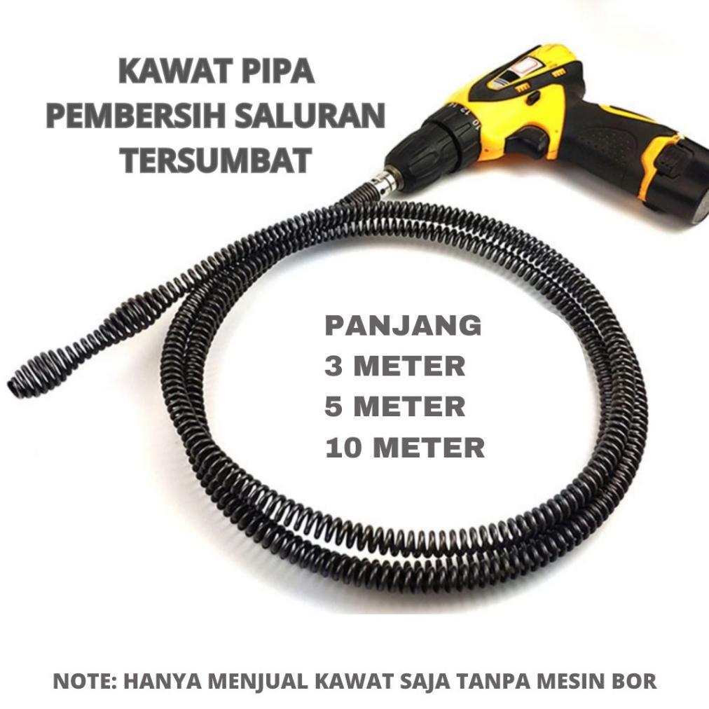 Alat Pembersih Pipa Mampet Pipe Cleaner Kawat Dengan Adaptor Bor
