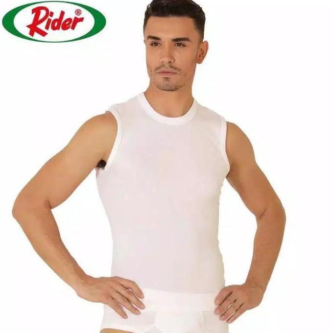 DV353 - RIDER sport SINGLET TANKTOP R227 B Putih Original Pria Kaos Katun