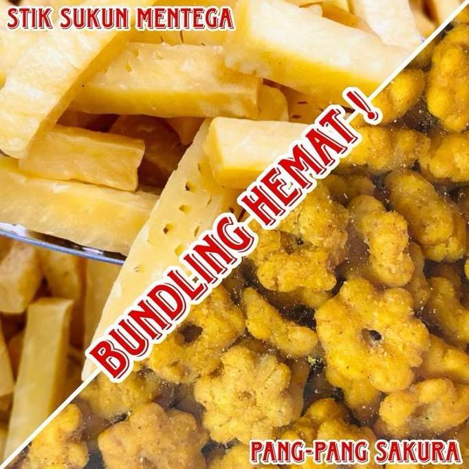 [BUNDLING HEMAT] Stik Sukun 250gram + Pang Pang Sakura 250gr Super Renyah Kripik Camilan Cemilan Kha