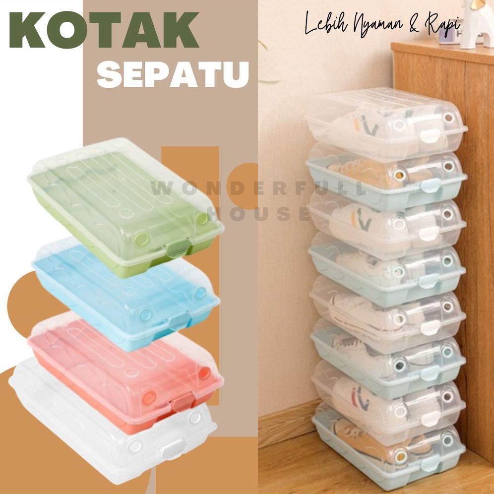 Kotak Penyimpanan Sepatu Tempat Sepatu Lipat Pria Wanita Box Sepatu Bahan Plastik Flip Buka Depan