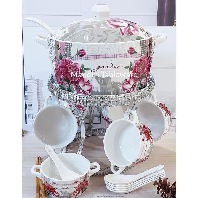 Soup Tureen Set Keramik With Ra Fiorenza Mangkok Sop Motif Garden Best Quality