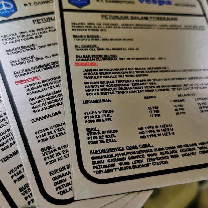 sticker running in PT Danmotor vespa PXE Excel strada spartan 200cc