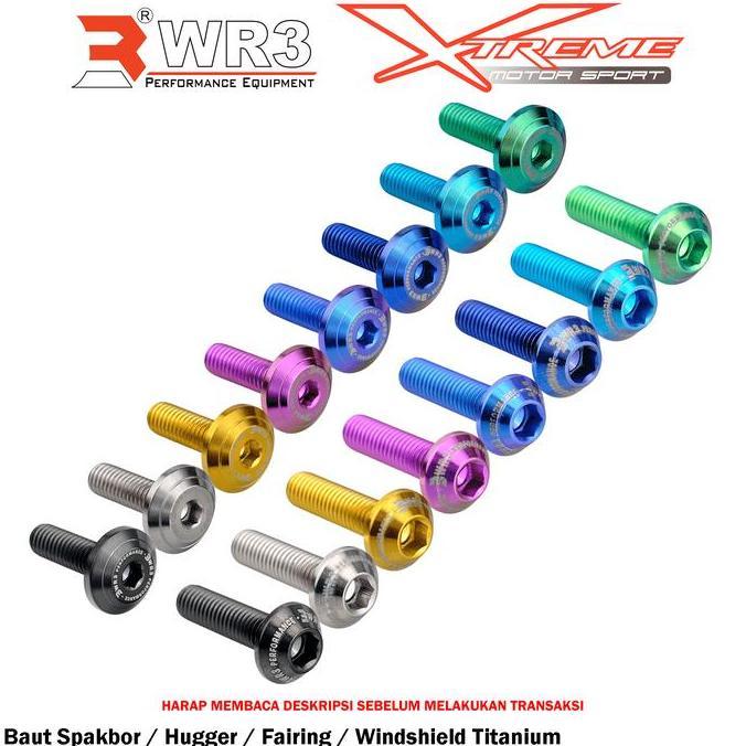 Baut Titanium L Spakbor WR3 Uk. M5 Baut 8 Kunci L4 / M6 Baut 10 Kunci L5 Untuk Spakbor Depan / Hugge