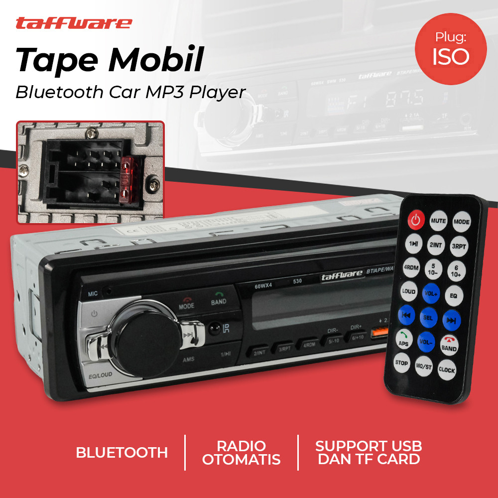 Taffware Tape Mobil Audio Bluetooth Car MP3 Player Plug ISO - JSD-530 - Black | Head Unit Car 12Volt