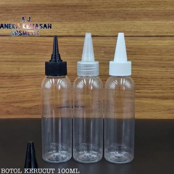 Botol kerucut 100ml / Botol tinta / Botol plastik tutup lancip