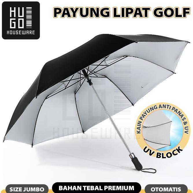 Hugo Payung Lipat Golf Besar Mewah Jumbo Otomatis Polos Lipat Dua
