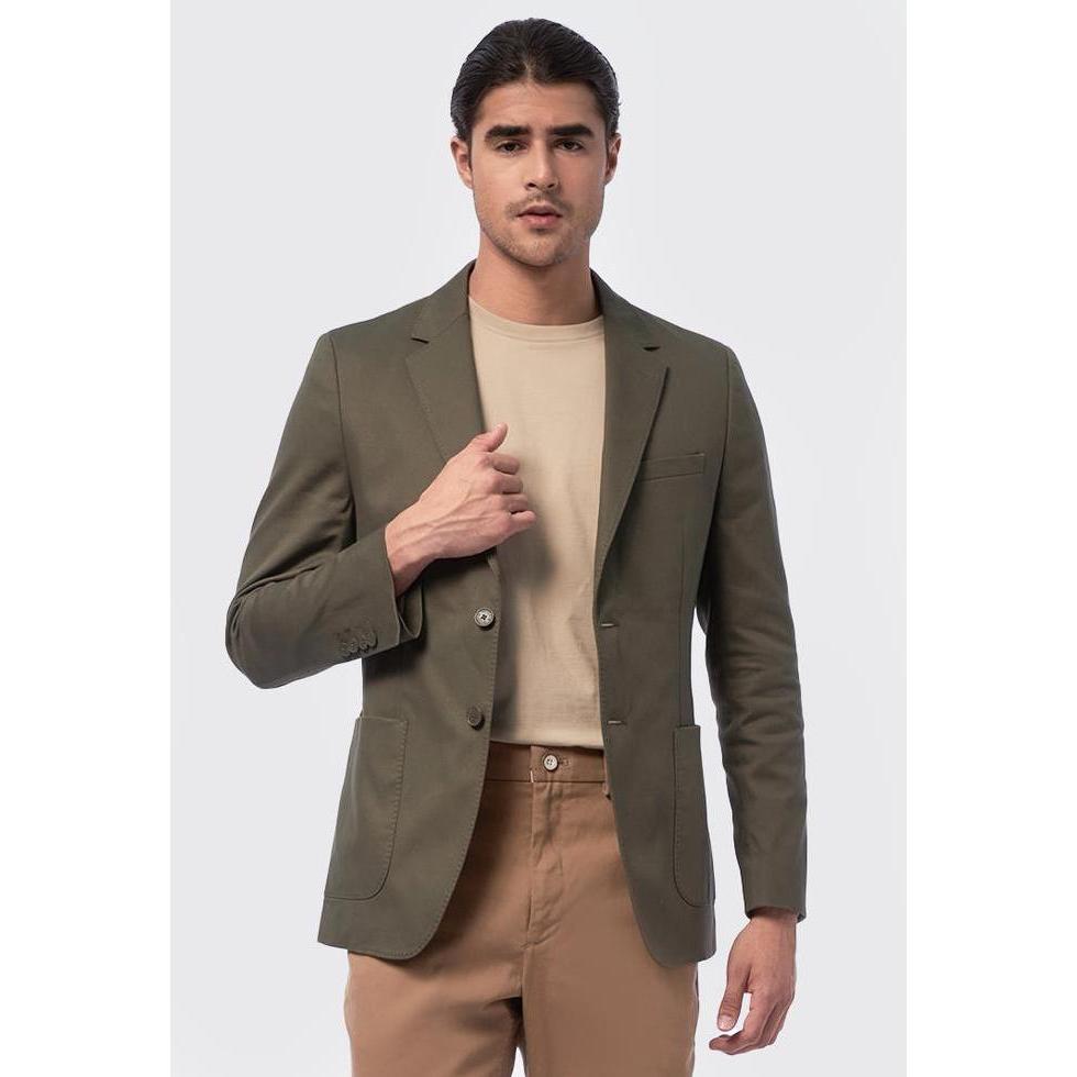 WOOD Slim Fit Long Sleeve Blazer 2-BZILXC124H211 Olive PM