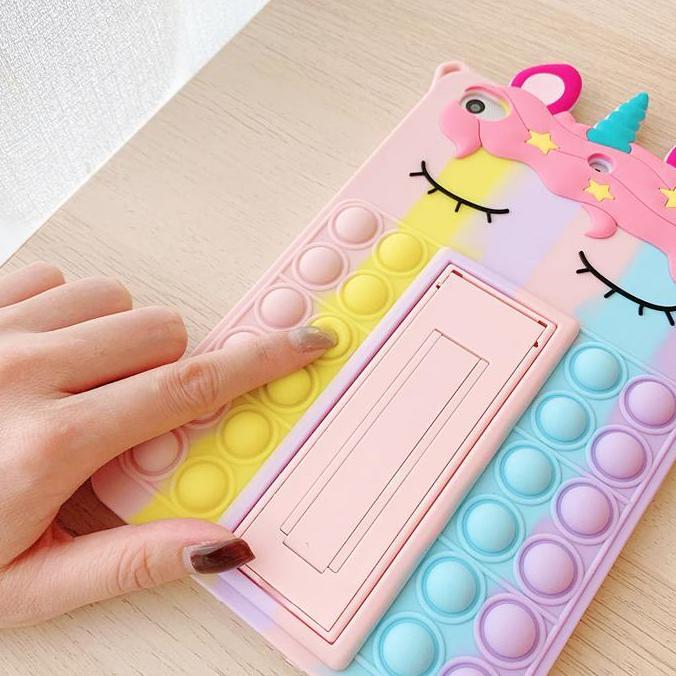 Ipad 7 8 9 10.2 Inch Unicorn Pop It Soft Case Casing Cover Anak Lucu
