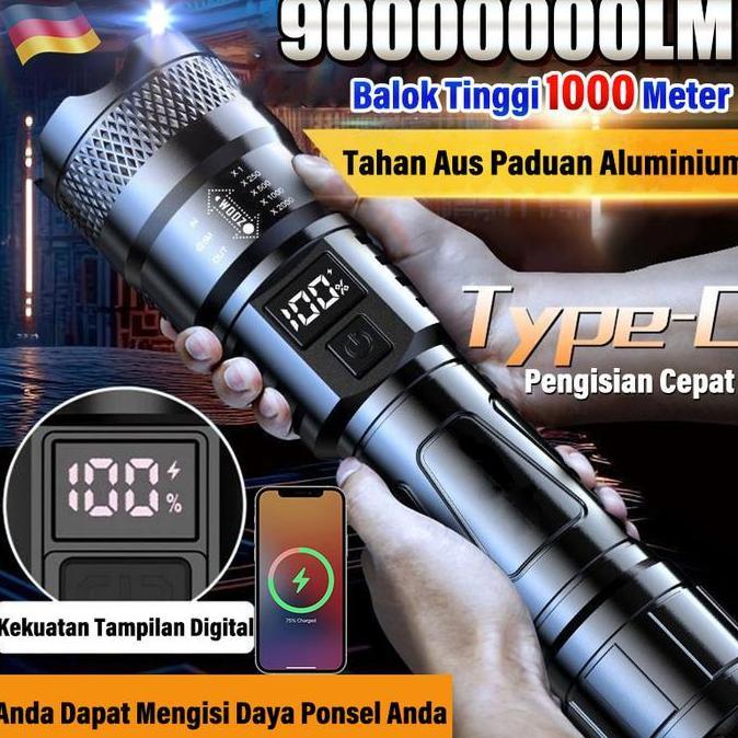 SENTER PALING TERANG DAN TAHAN LAMA, SENTER ISI ULANG SUPER TERANG, SENTER LAMPU DEPAN SUPER TERANG 