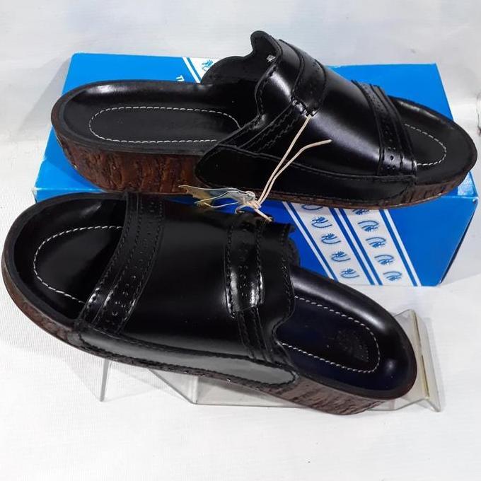 New  sandal INDIAN original hitam gesper polos 437