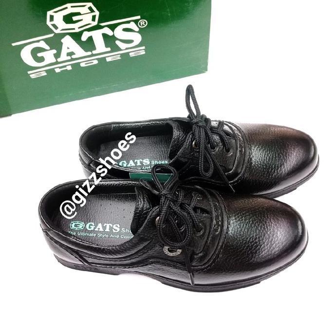 New  Sepatu Slip On Pantofel Pria Cowok Laki-laki Kulit 100% Murah Gats MD 3506 Tali Hitam Black